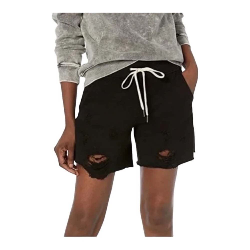 NWT n:PHILANTHROPY Coco Distressed Sweat Shorts in Vintage Black, size S